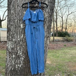 Glam blue jean jumpsuit